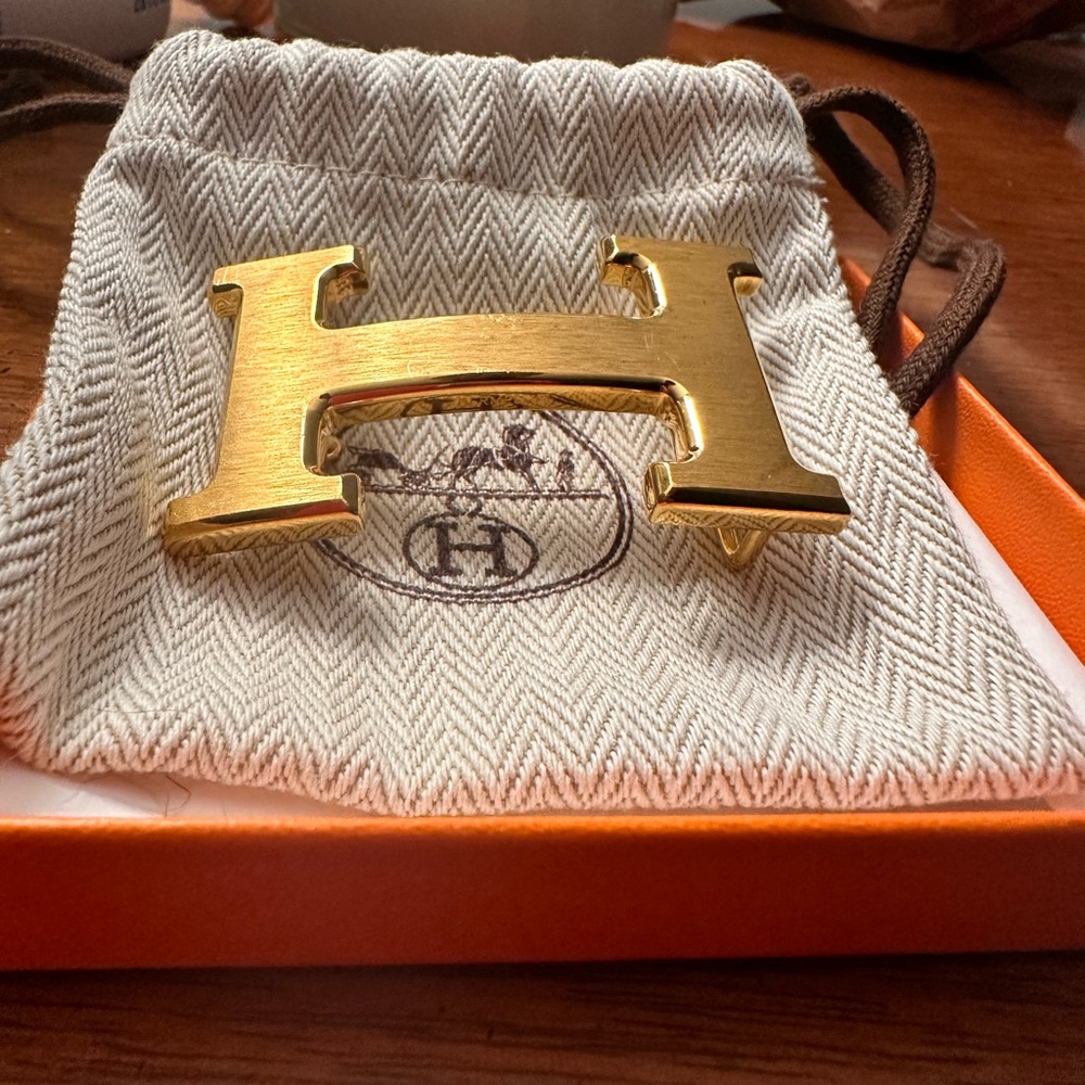 Hermes Belt Buckle Gold Tone Small H